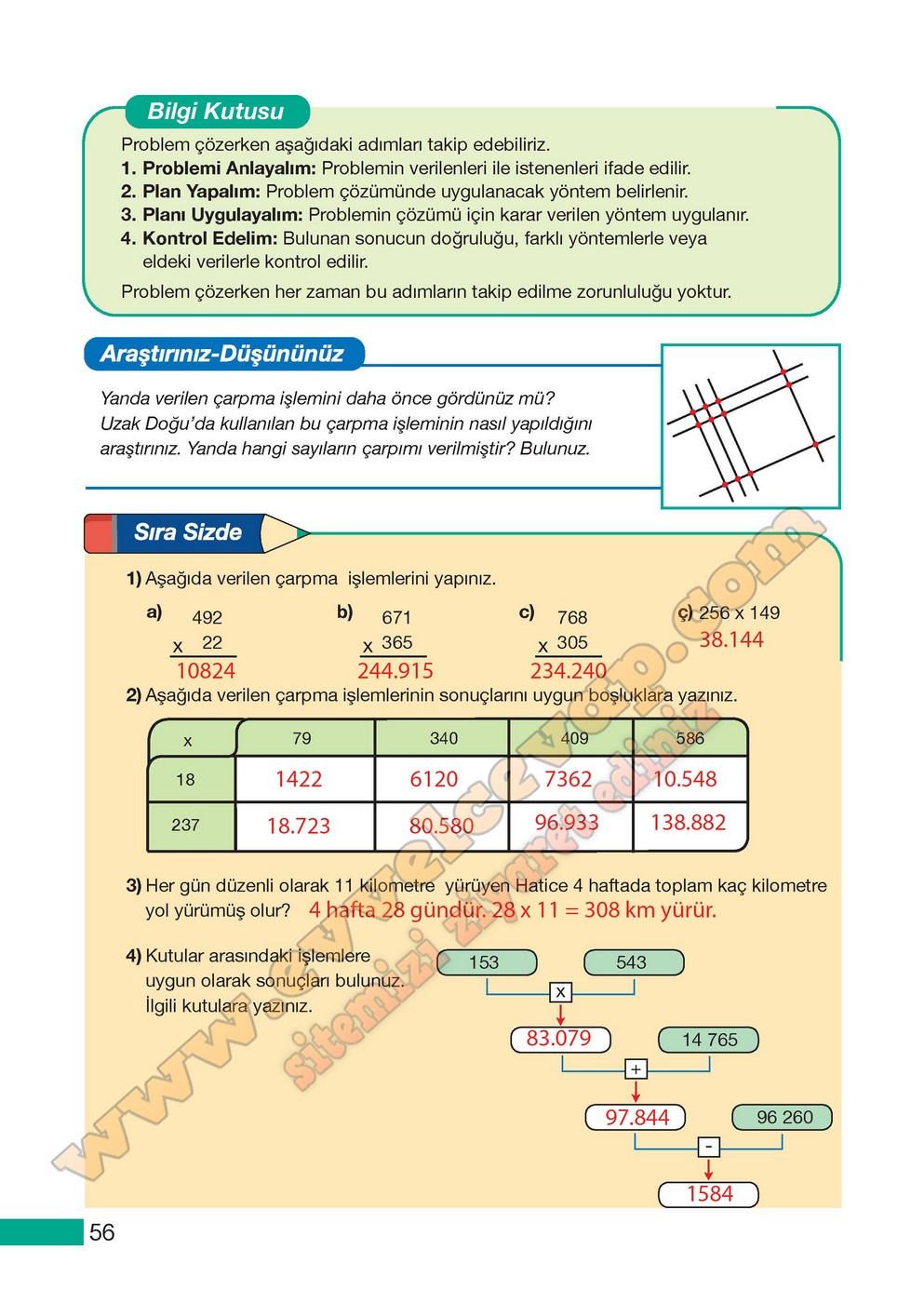 5. Sınıf Meb Yayınları Matematik Ders Kitabı Sayfa 56 Cevapları
