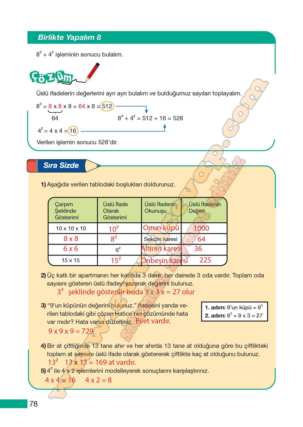 5. Sınıf Meb Yayınları Matematik Ders Kitabı Sayfa 78 Cevapları
