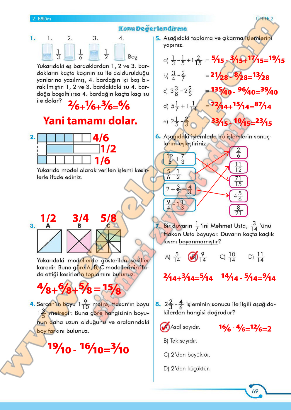 6. Sınıf Meb Yayınları Matematik Ders Kitabı Sayfa 69 Cevabı