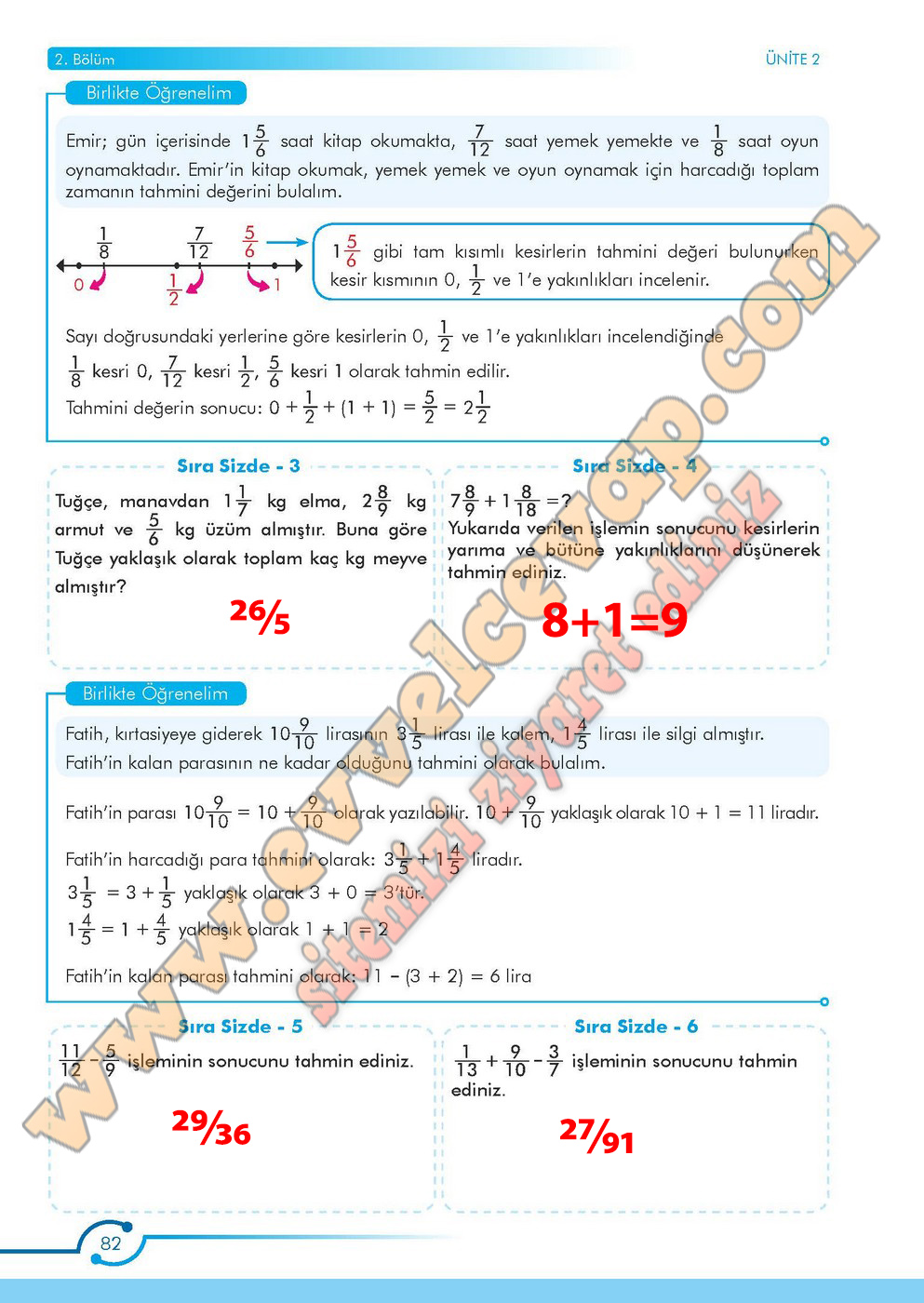 6. Sınıf Meb Yayınları Matematik Ders Kitabı Sayfa 82 Cevabı