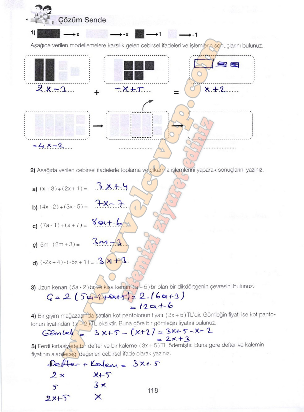 7. Sınıf Matematik Meb Yayınları Ders Kitabı Sayfa 118 Cevapları