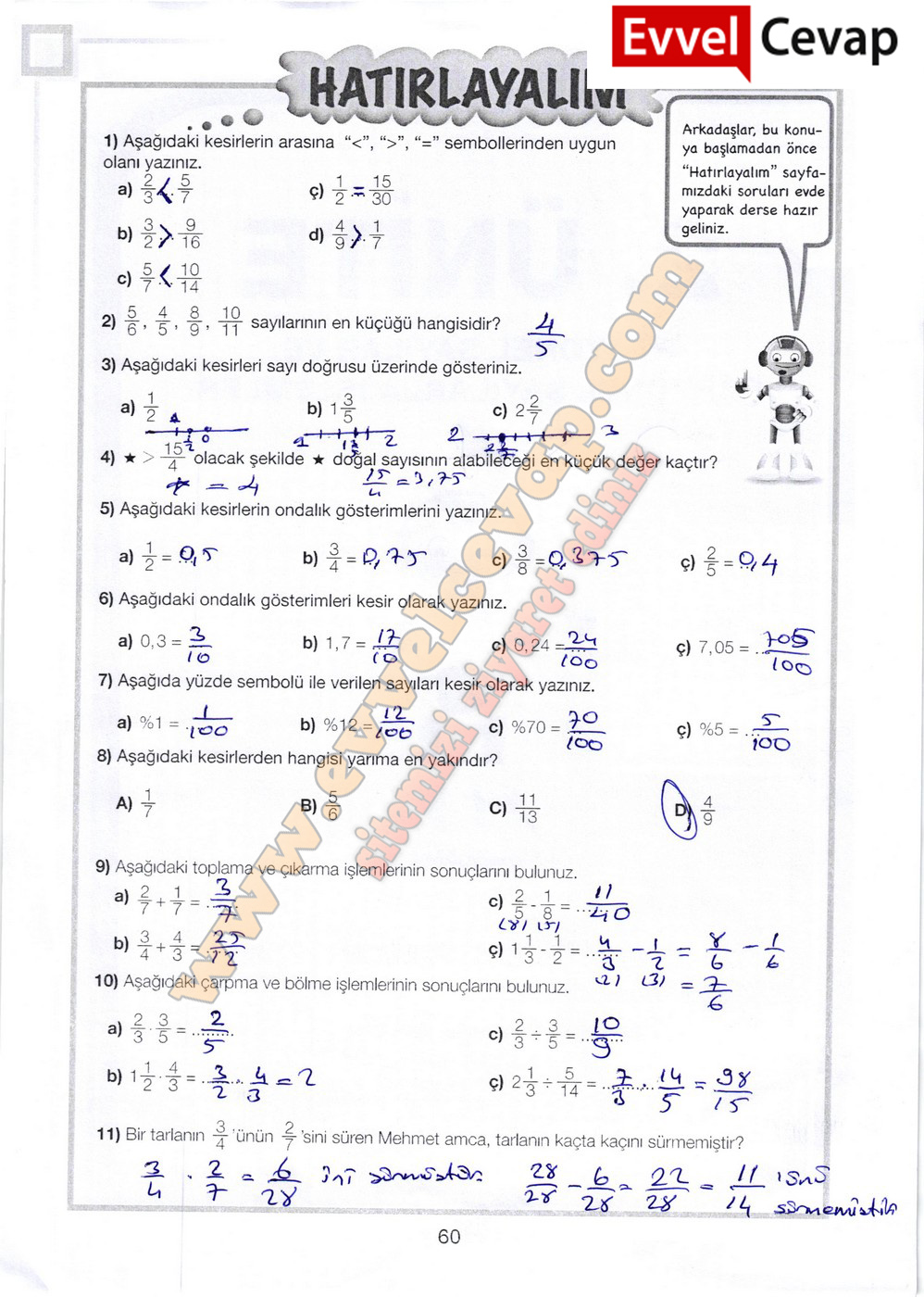 7. Sınıf Matematik Meb Yayınları Ders Kitabı Sayfa 60 Cevapları 